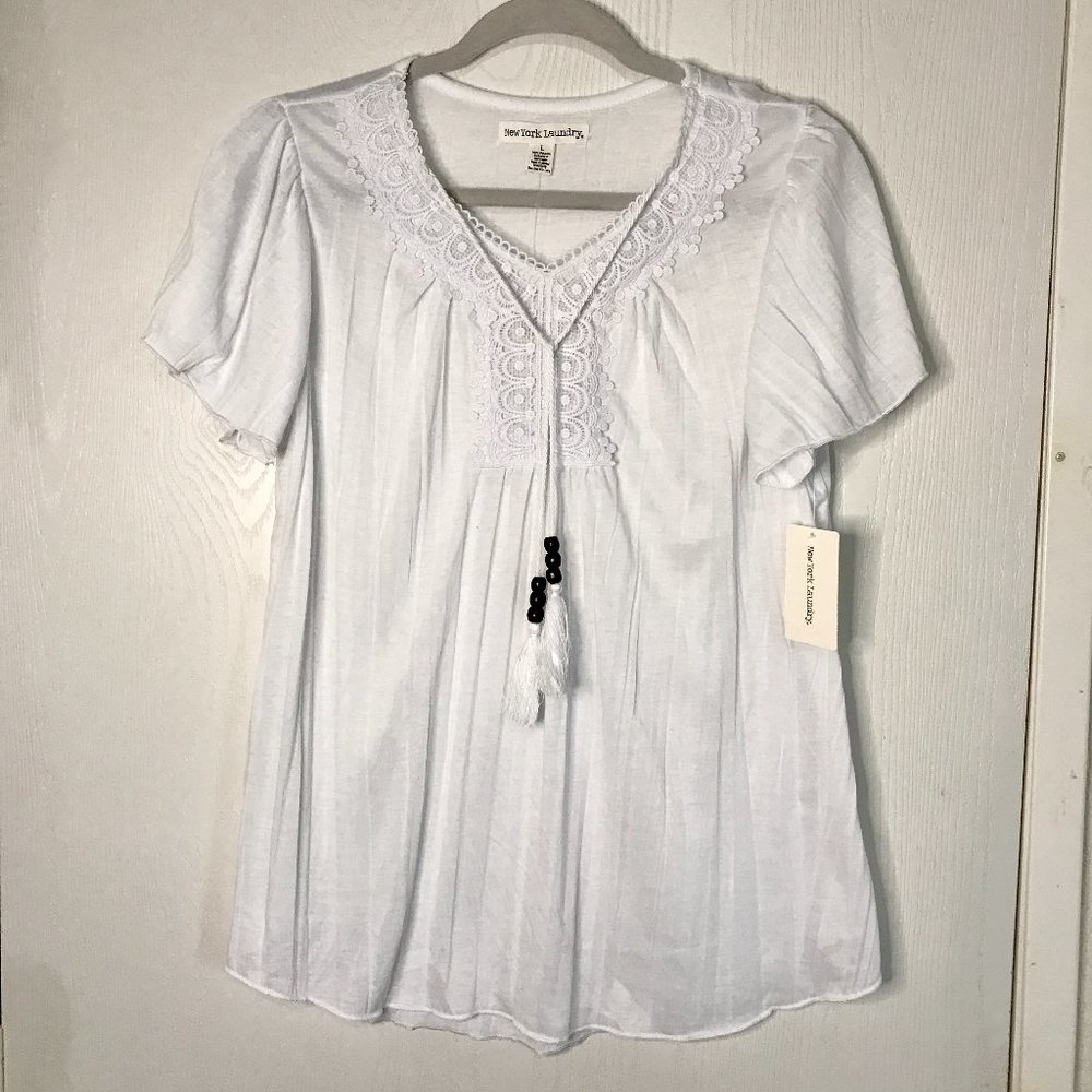 New York Laundry Womens Blouse Top Large